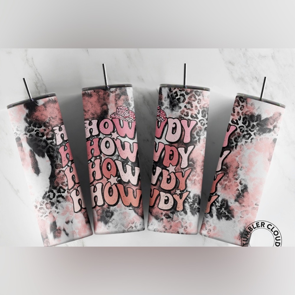 Howdy‎ Pink Cheetah Print 20oz Tumbler With Straw